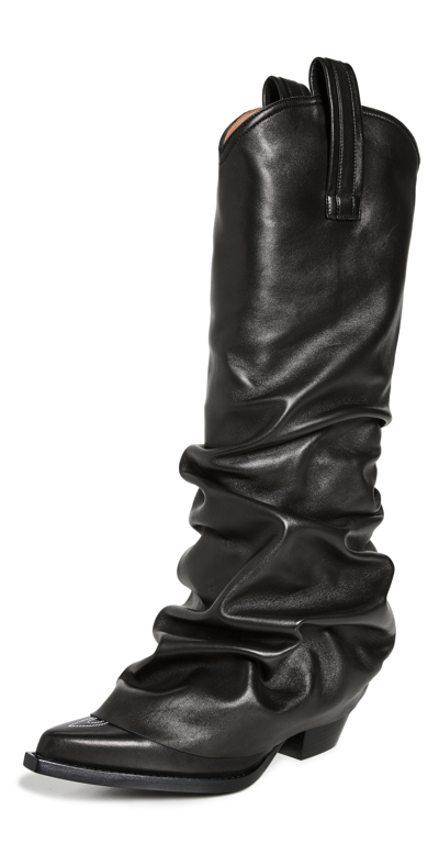 R13 Mid Cowboy Boot With Sleeve In Black