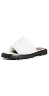Staud Women's Astro Quilted Vegan Leather Slides In White/black