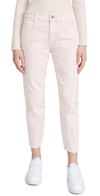 Stella Mccartney Fresh Peach Twisted Seam Crop Straight Leg Jeans In Fresh Peach