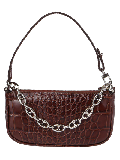 By Far Rachel Bag In Crocodile Embossed Leather In Brown