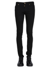 VERSACE VERSACE LOGO PATCH BUTTONED SKINNY JEANS
