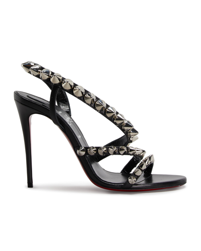 Christian Louboutin Spikita Studded Red Sole Stiletto Sandals In Black/sv/lin Black