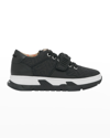 Burberry Kids Recycled Polyester And Leather Monogram Sneakers In Black