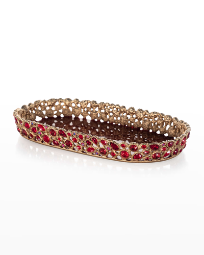 Jay Strongwater Bejeweled Tray - Red In Ruby