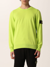 Stone Island Logo Patch Crewneck Sweatshirt In Lemon
