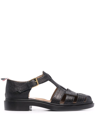 Thom Browne Brogue-detail Fisherman Sandals In Black