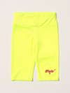 Msgm Teen Logo-embroidered Leggings In Yellow