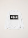 Msgm White Sweatshirt For Kids With White Logo