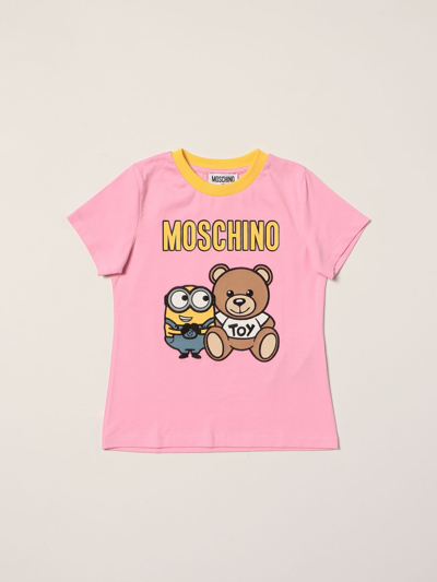 Moschino Kid Kids' T-shirt With Teddy Bear Minions Print In Pink