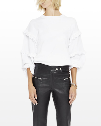 Rebecca Minkoff Evelyn Ruffle-sleeve Sweatshirt In Dark Red