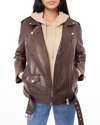 Rebecca Minkoff Tabitha Embossed Leather Moto Jacket In Espresso