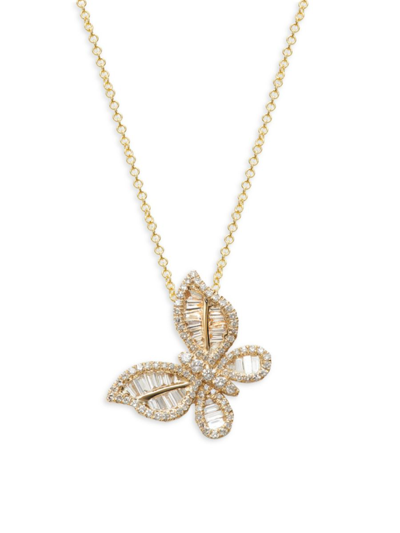 Effy Women's 14k Yellow Gold & Diamond Butterfly Pendant Necklace