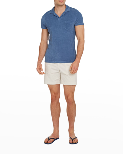 Orlebar Brown Terry Short-sleeved Cotton-terry Polo Shirt In Blue Smoke