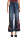 DRIFTWOOD WOMEN'S CHARLEE FLORAL-EMBROIDERY WIDE-LEG JEANS