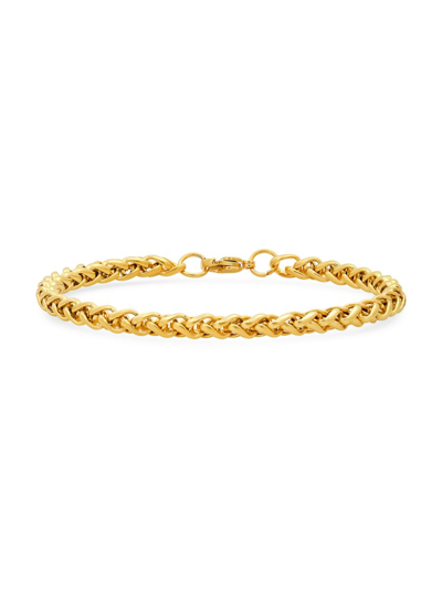 Anthony Jacobs Men's 18k Gold Plated Stainless Steel Wheat Chain Bracelet