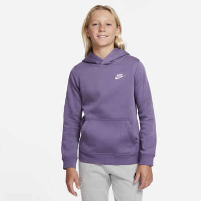 Nike Sportswear Club Big Kids' Pullover Hoodie In Canyon Purple,white