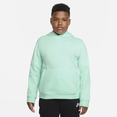 Nike Sportswear Club Fleece Big Kids' Pullover Hoodie (extended Size) In Mint Foam,white
