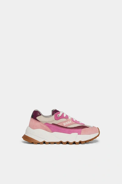 Dsquared2 Sneakers In Suede And Multicolor Fabric In Pink