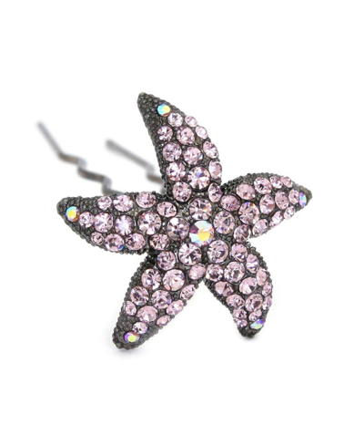 Soho Style Crystal Starfish Hair Stick In Purple