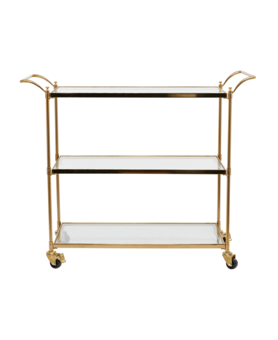 Rosemary Lane Brass Iron Traditional Bar Cart