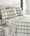 Pointehaven Heavy Weight Cotton Flannel Sheet Set Full Bedding In Sage Plaid