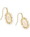 Kendra Scott Lee White Mussel Oval Drop Earrings In Gold Iridescent
