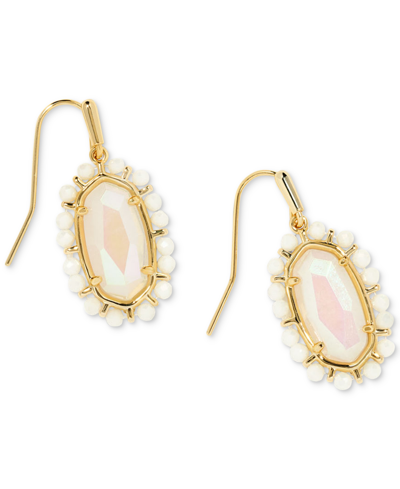 Kendra Scott Lee White Mussel Oval Drop Earrings In Iridescent White