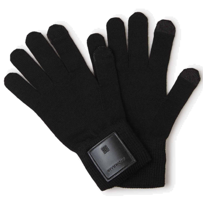Givenchy Logo Patch Ribbed Gloves In Black