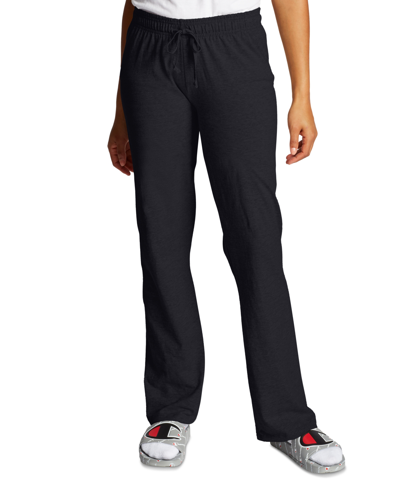Champion Women's Drawstring-waist Jersey Cotton Pants In Black