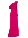 Tadashi Shoji One-shoulder Bow Crepe Gown In Hibiscus
