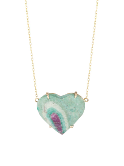 Jia Jia Women's Love 14k Gold & Ruby Fuschite Heart Pendant Necklace In Yellow Gold