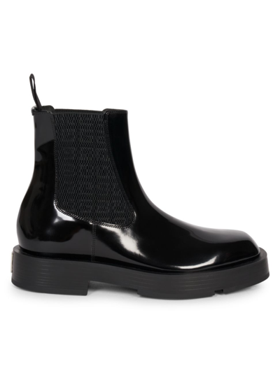 Givenchy Logo Patent Leather Chelsea Boots In Black