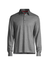 Isaia Long Cuffed Sleeved Cotton Blend Polo Shirt In Grey