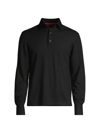 Isaia Men's Wool Evening Polo Shirt In Black