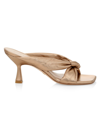 Stuart Weitzman Playa Knotted Leather Sandals In Gold