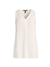 Eileen Fisher V-neck Pleated Tank Top In Bone