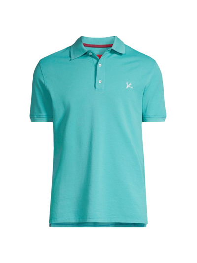 Isaia Cotton Piqué Short-sleeve Polo Shirt In Teal