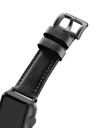Shinola Men's 20mm Aniline Latigo Leather Strap For Apple Watch In Black