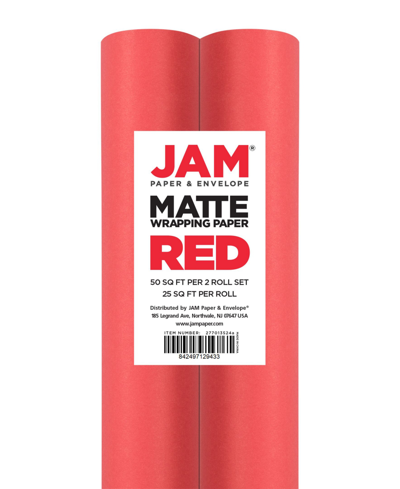 Jam Paper Gift Wrap 50 Square Feet Matte Wrapping Paper Rolls, Pack Of 2 In Red