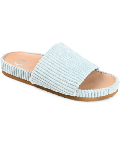 Journee Collection Women's Aveline Corduroy Slide Slippers In Blue