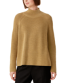 Eileen Fisher Raglan Sleeve Merino Wool Turtleneck Sweater In Hayst