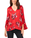 VINCE CAMUTO PRINTED FLUTTER-SLEEVE TUNIC
