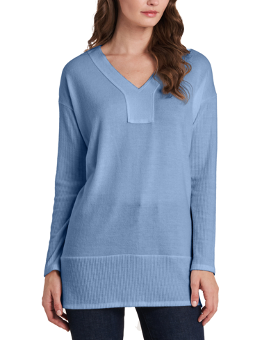 Vince Camuto V-neck Drop-shoulder Tunic In Canyon Blue