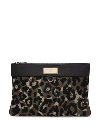 Dolce & Gabbana Camouflage Jacquard Clutch In Multicolour