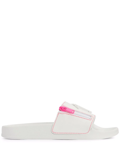 Giuseppe Zanotti Brett Logo Zip Slides In White