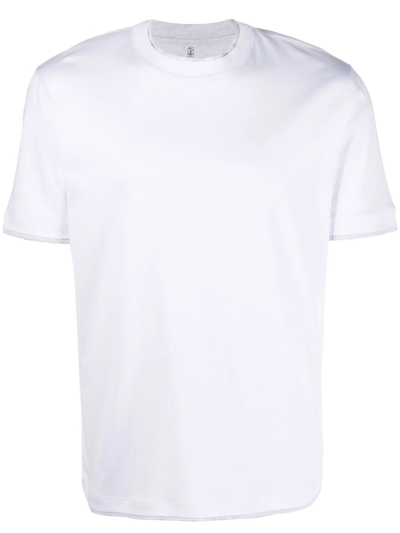 Brunello Cucinelli Layered-trim Cotton T-shirt In White