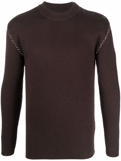 Maison Margiela Contrasting-stitch Jumper In Braun