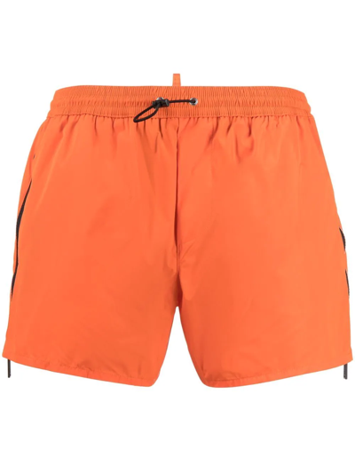 Dsquared2 Side Zip-detail Swim Shorts In Orange