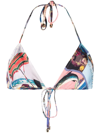 Zimmermann Poster-print Halterneck Bikini Top In Blau