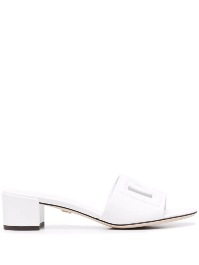 Dolce & Gabbana Logo-patch Open-toe Sandals In Weiss